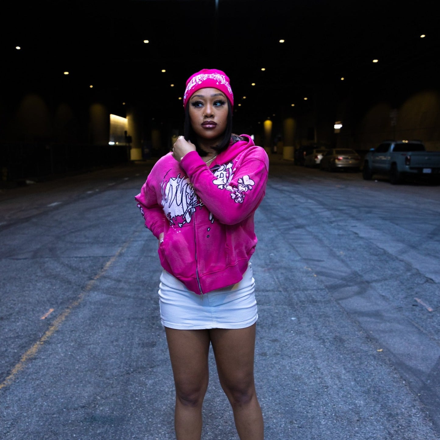 Pink Acid Wash Zip Ups