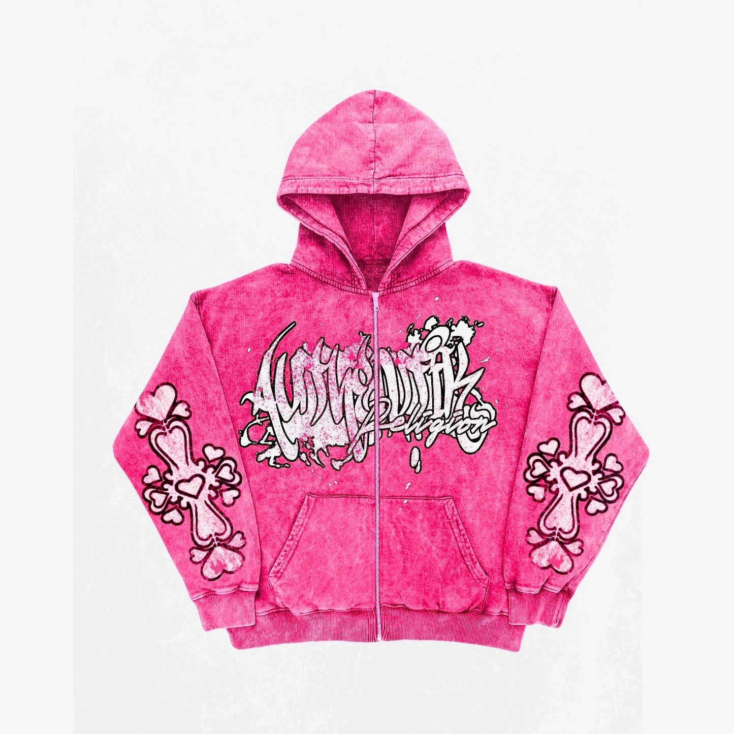 Pink Acid Wash Zip Ups