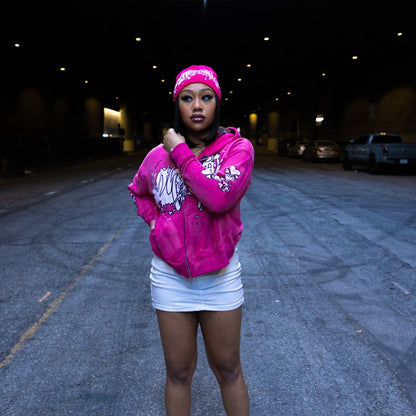 Pink Acid Wash Zip Ups